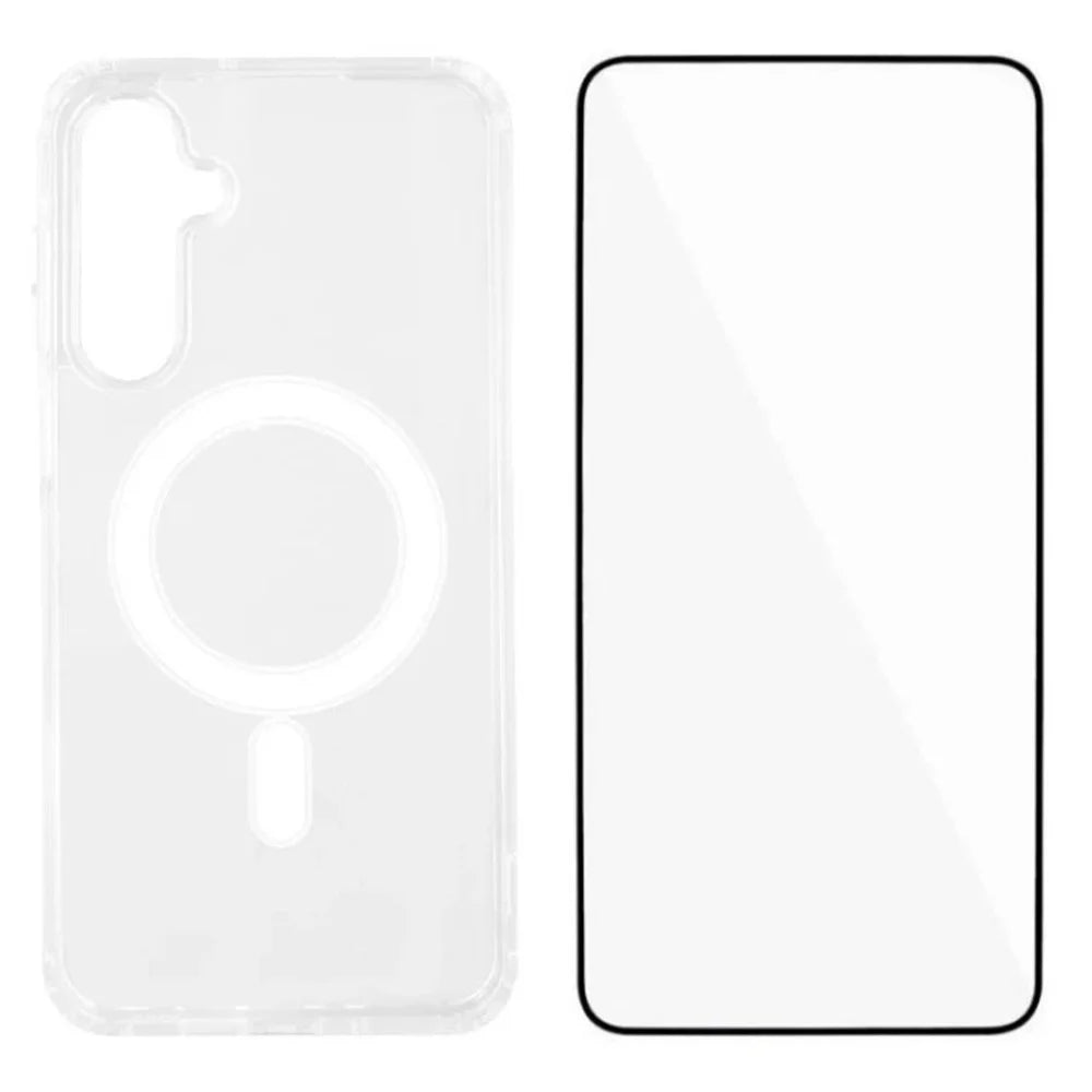 WANLONFENG LM Series For Samsung Galaxy A36 5G Clear Phone Magnetic Case with Screen Film (Big Lens Hole) - 1