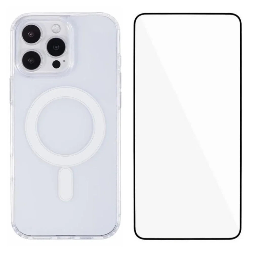 WANLONFENG LM Series For iPhone 16 Pro Max Clear Phone Case Compatible with MagSafe with Screen Film (Big Lens Hole) - 1
