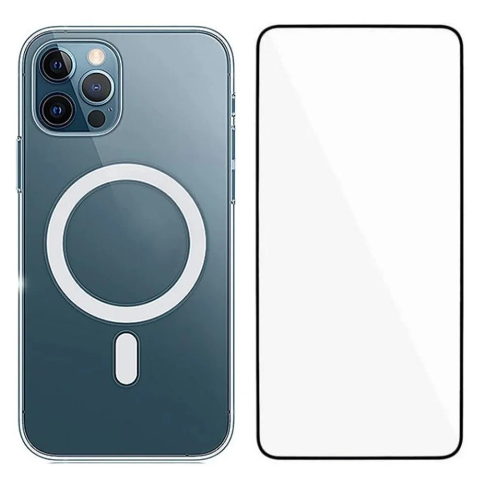 WANLONFENG LM Series For iPhone 15 Pro Clear Phone Case Compatible with MagSafe with Screen Film (Big Lens Hole) - 1