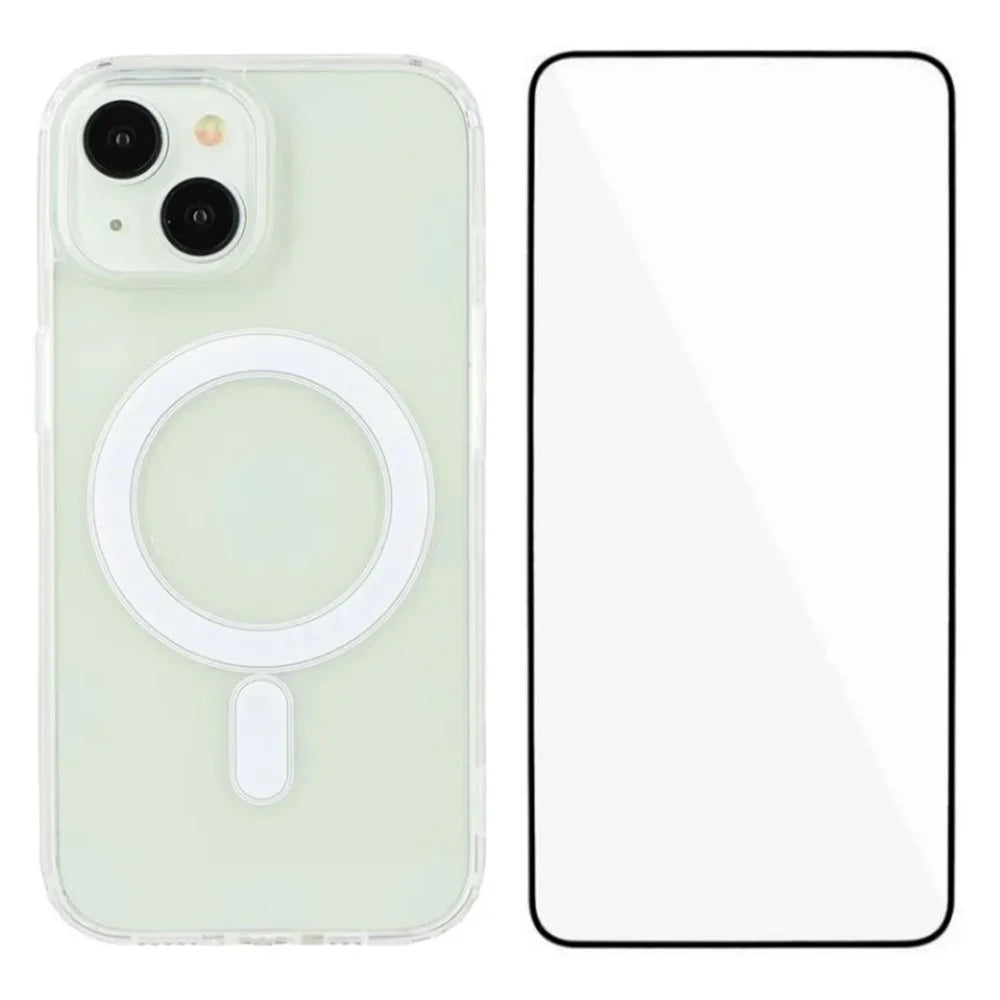 WANLONFENG LM Series For iPhone 15 Clear Phone Case Compatible with MagSafe with Screen Film (Big Lens Hole) - 1