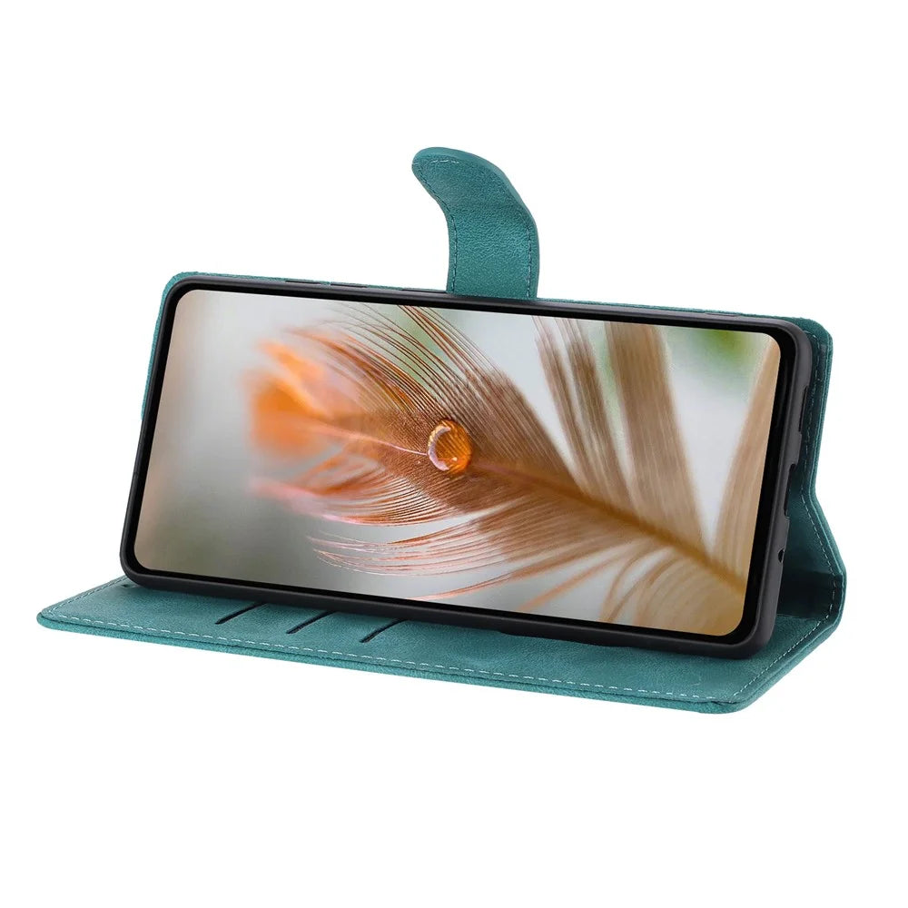 For iPhone 15 Pro Max Case Imprinted Feather PU Leather Wallet Phone Cover with Wrist Strap - Green - 2