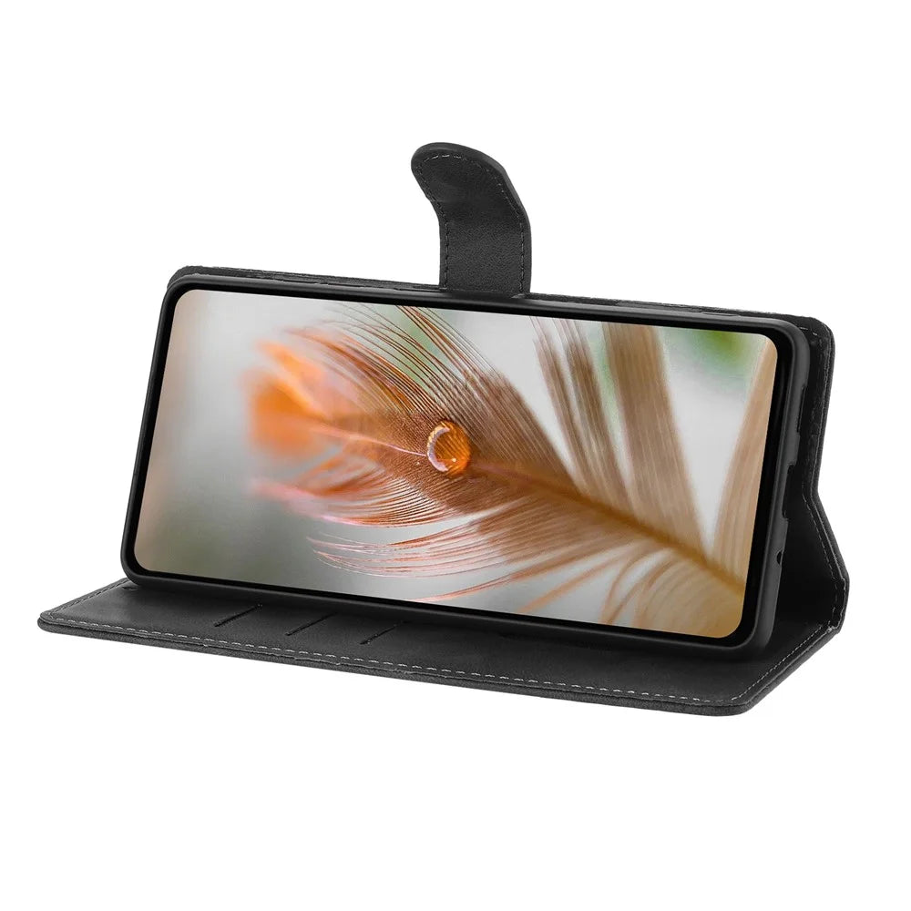 For Samsung Galaxy S25 Ultra Case Imprinted Feather PU Leather Wallet Phone Cover with Wrist Strap - Black - 2