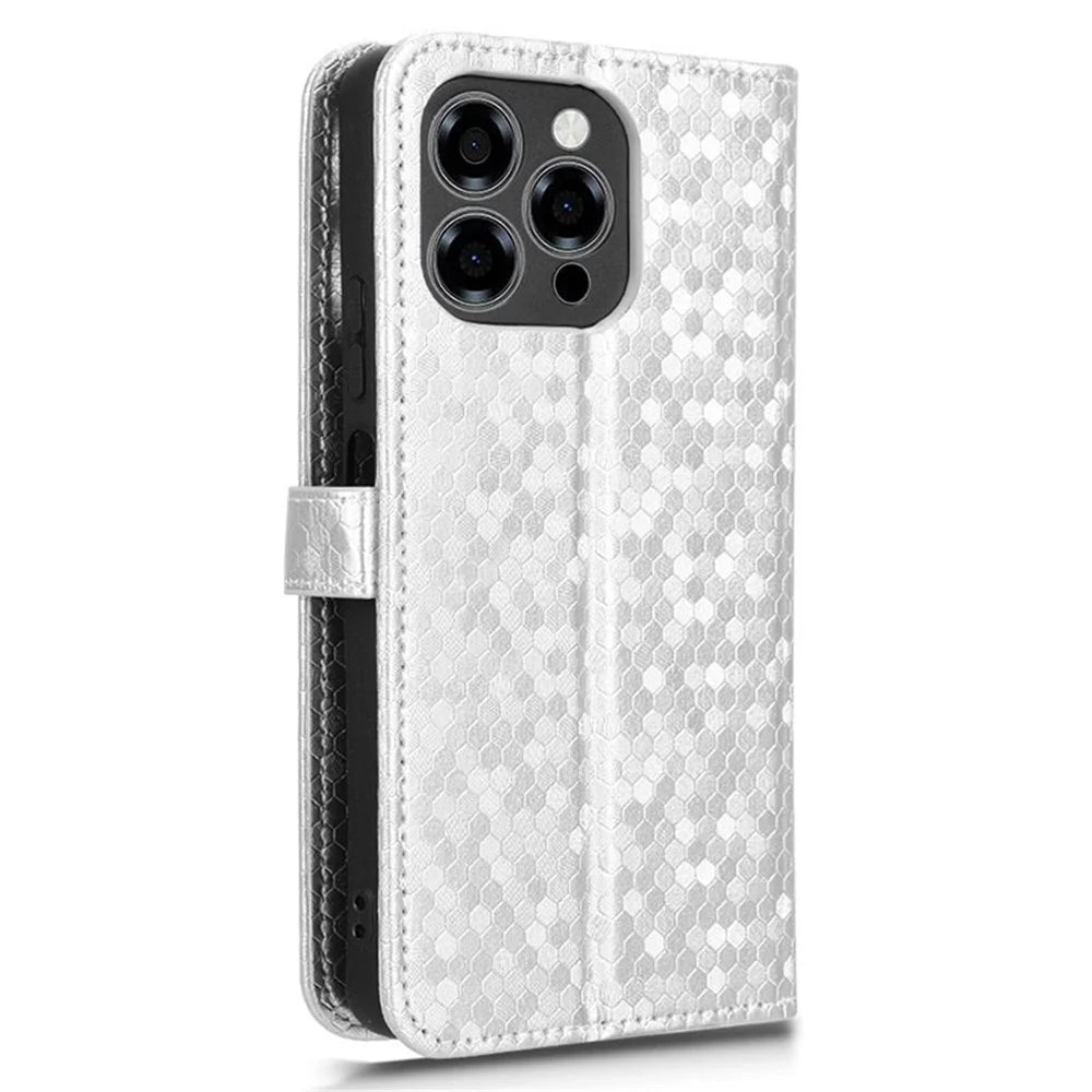 For Doogee Note 58 Pro  /  Note 58 Wallet Case Dot Pattern Imprint PU Leather Phone Cover - Silver - 7