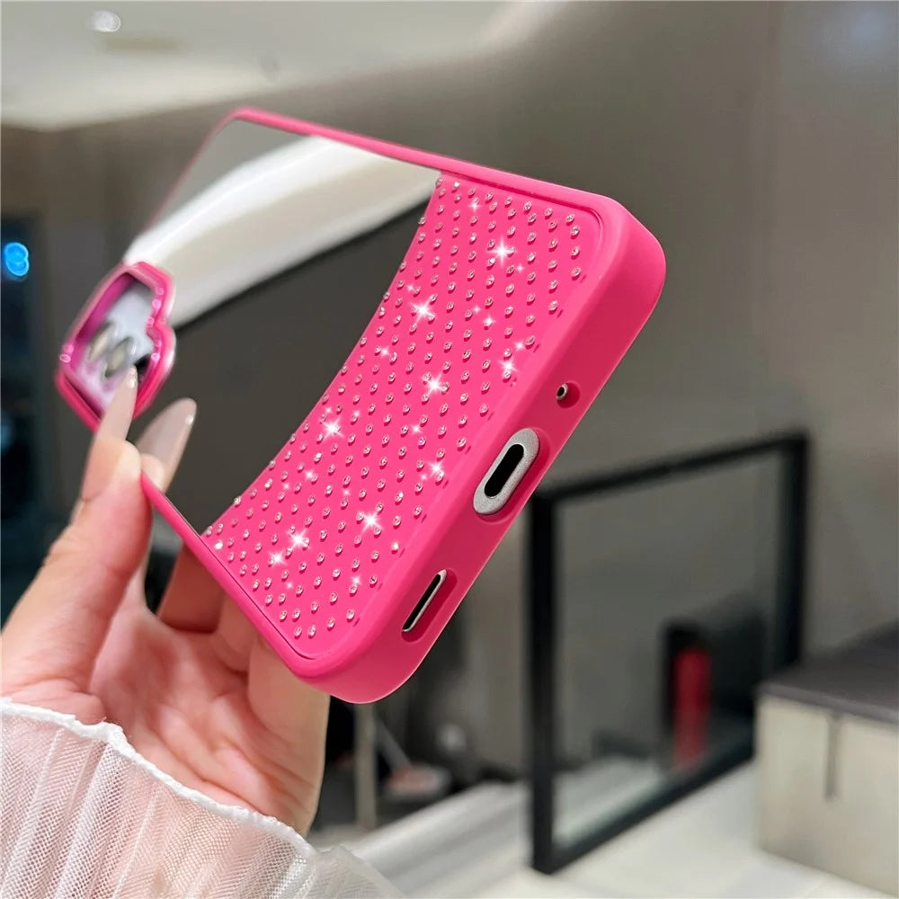 For Samsung Galaxy A16 4G / 5G Case Mirror Surface TPU + PC Shockproof Phone with Metal Lens Frame - Rose - 2