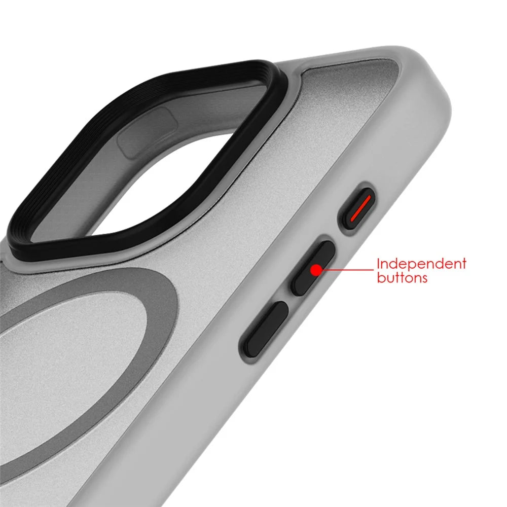 For iPhone 16 Pro Magnetic Case with Kickstand Drop Proof PC + TPU Phone Back Cover - Grey - 4