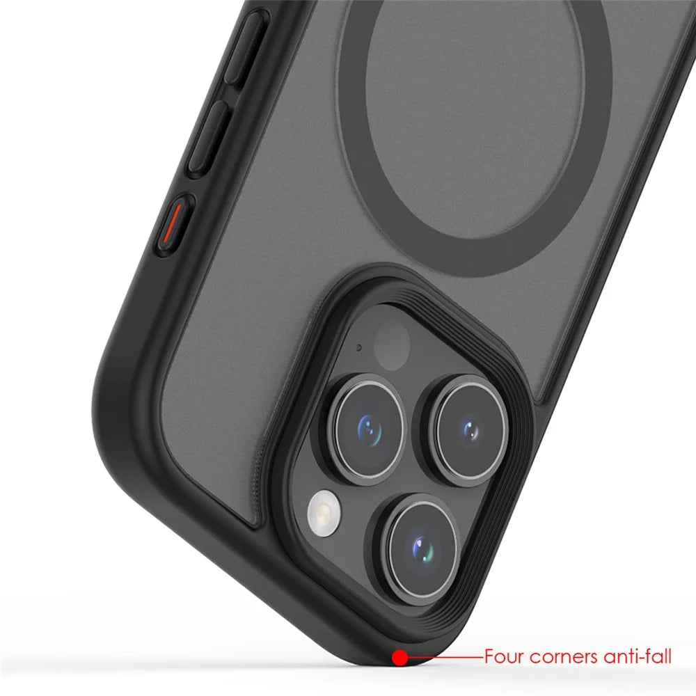 For iPhone 16 Pro Magnetic Case with Kickstand Drop Proof PC + TPU Phone Back Cover - Grey - 5