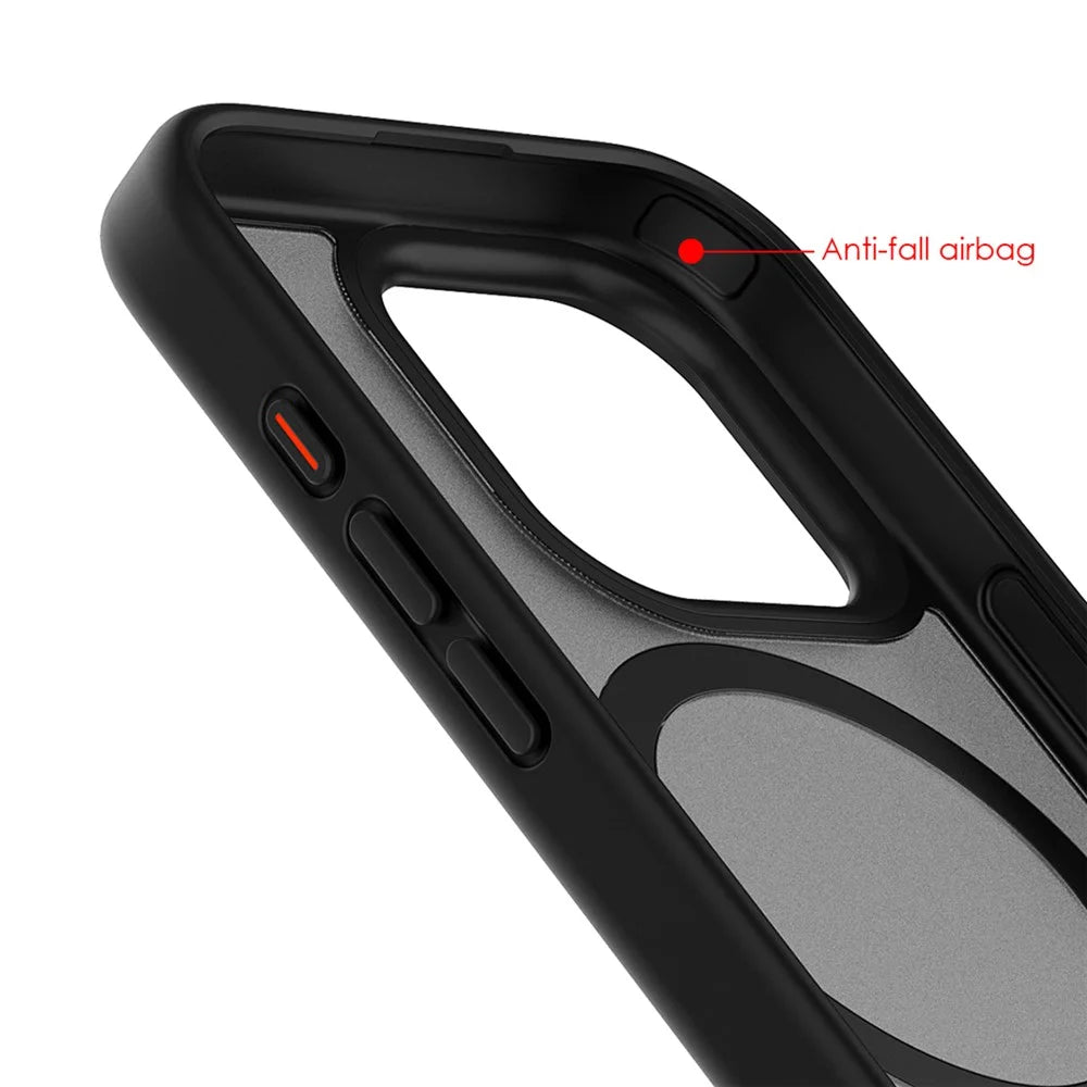 For iPhone 16 Pro Magnetic Case with Kickstand Drop Proof PC + TPU Phone Back Cover - Grey - 6