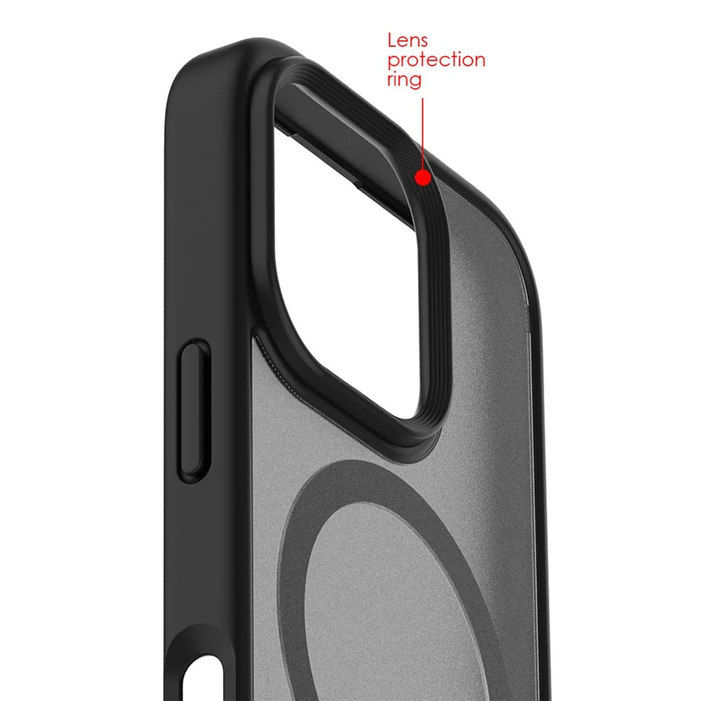 For iPhone 16 Pro Magnetic Case with Kickstand Drop Proof PC + TPU Phone Back Cover - Grey - 7