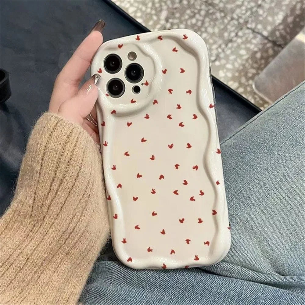 For iPhone 15 Pro Case Full Heart Pattern Wavy Edge TPU Phone Cover - 2