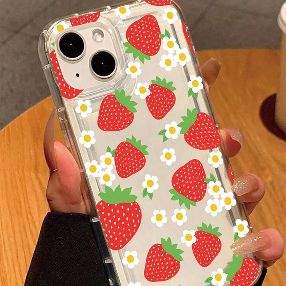 For iPhone 14 Phone Cases Soft TPU Mobile Back Cover with Strawberry Imprinted - 2