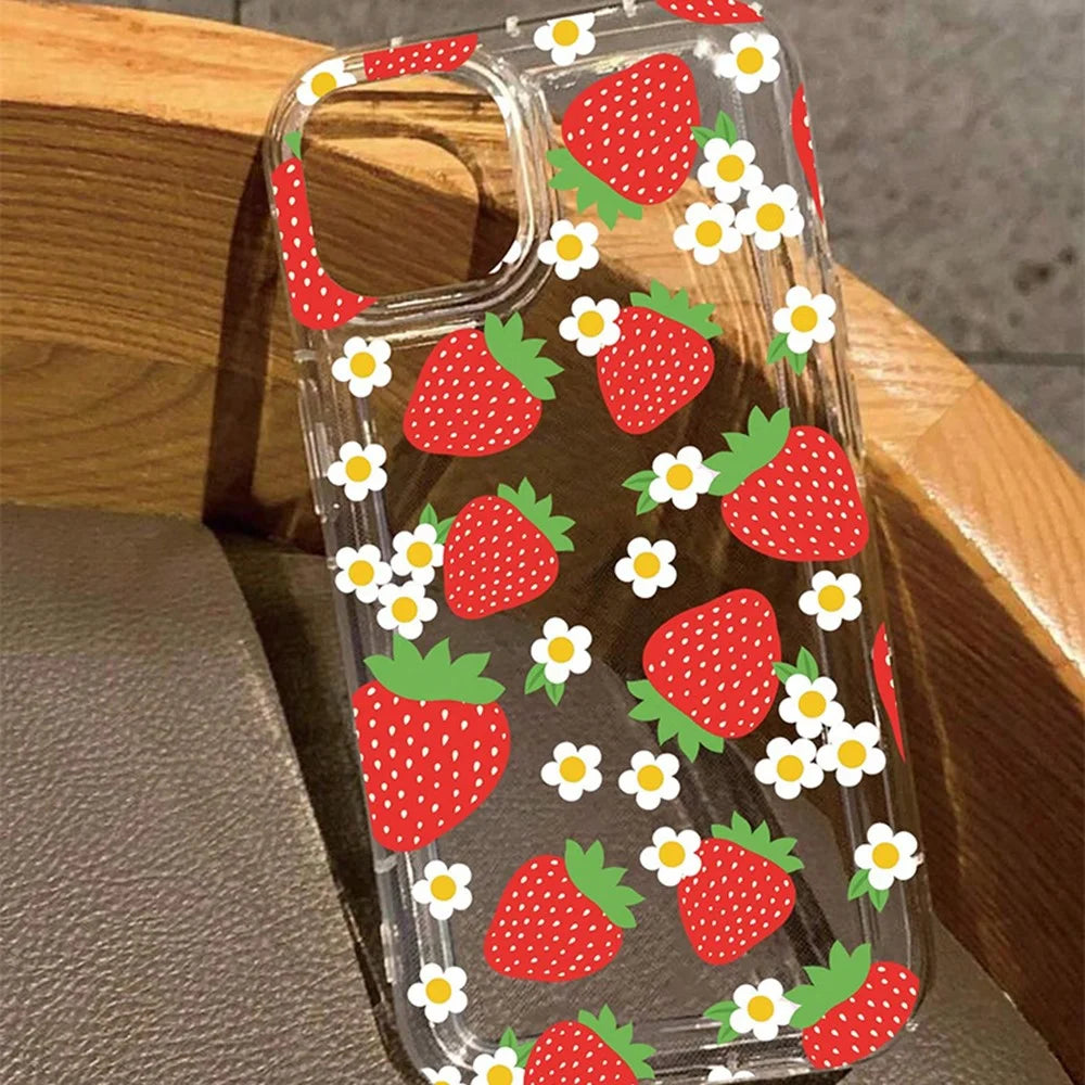 For iPhone 14 Phone Cases Soft TPU Mobile Back Cover with Strawberry Imprinted - 3