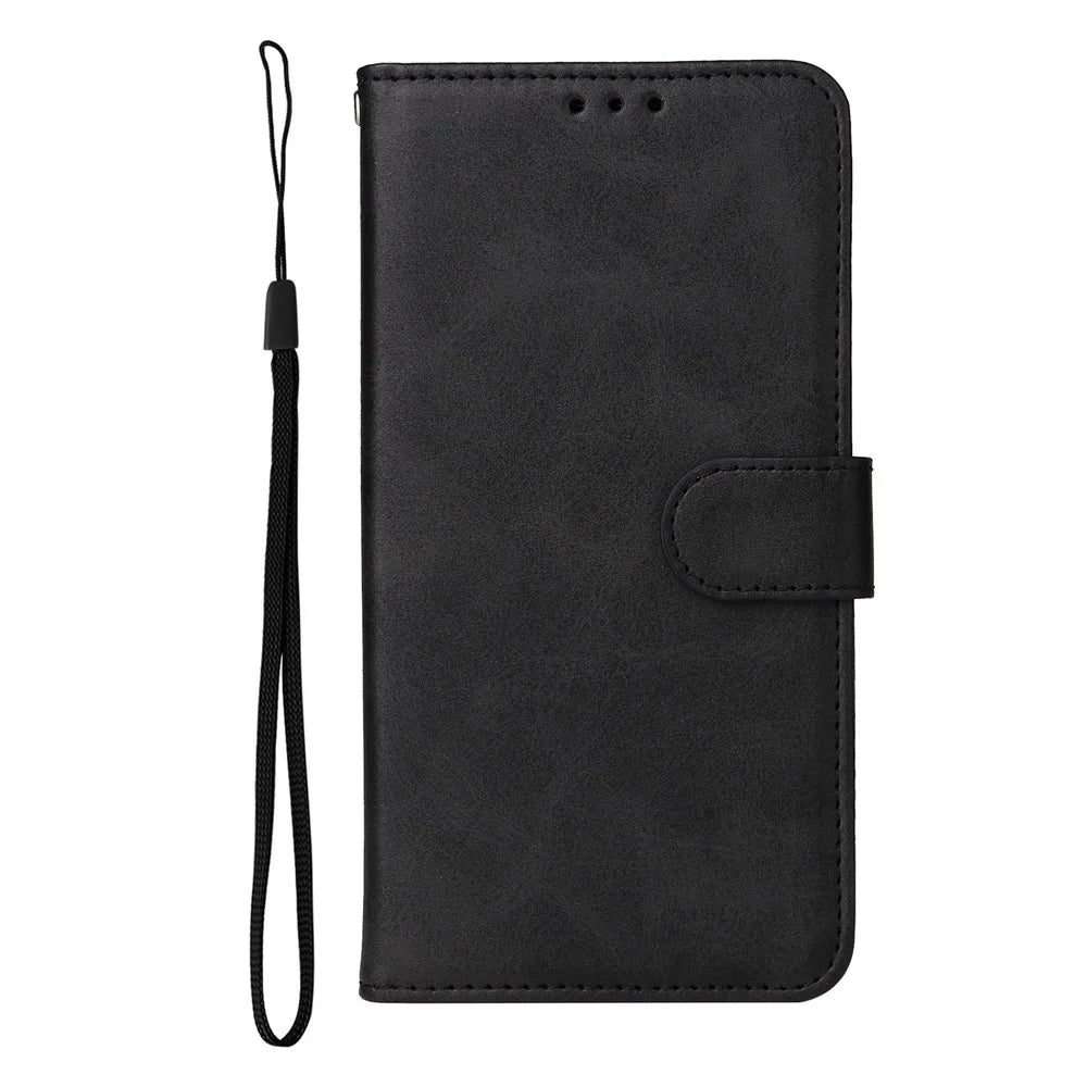 For Samsung Galaxy F06 5G Case Wallet PU Leather Folio Flip Phone Cover - Black - 5