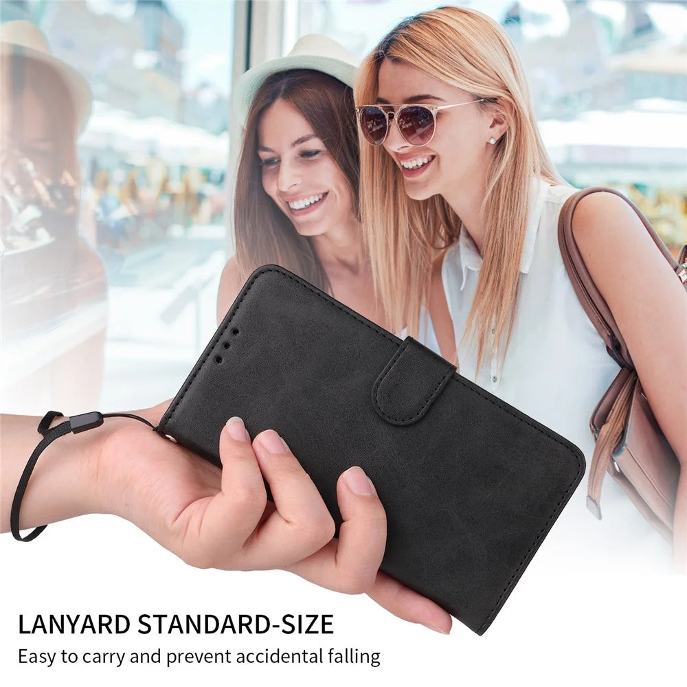 For Samsung Galaxy F06 5G Case Wallet PU Leather Folio Flip Phone Cover - Black - 7