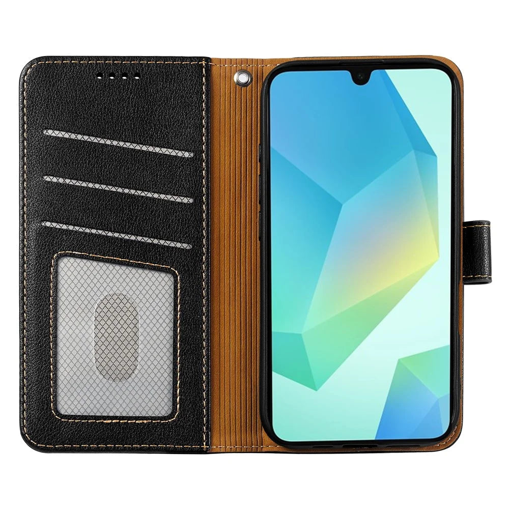 For Samsung Galaxy S25  /  S24 Case RFID Blocking Wallet Litchi Texture Leather Phone Cover Magnetic Clasp - Black - 2