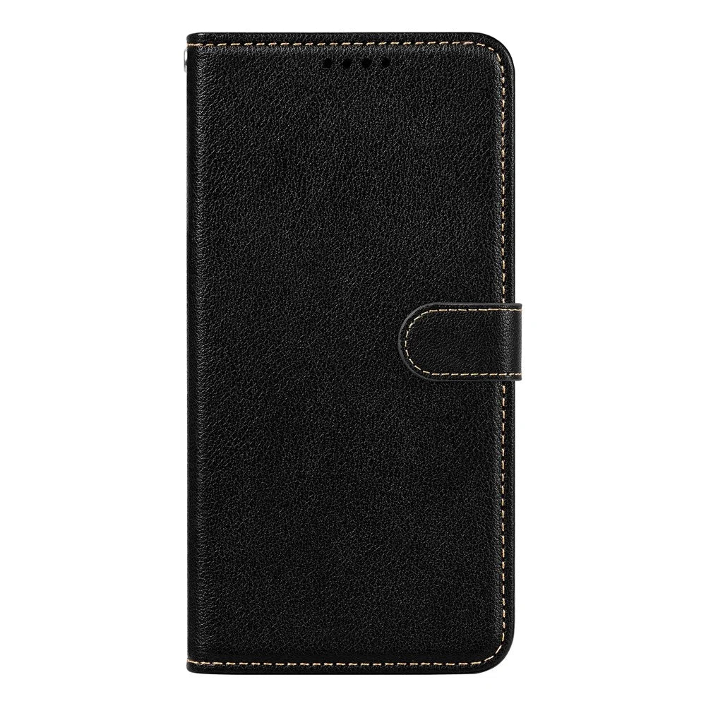 For Samsung Galaxy S25  /  S24 Case RFID Blocking Wallet Litchi Texture Leather Phone Cover Magnetic Clasp - Black - 6
