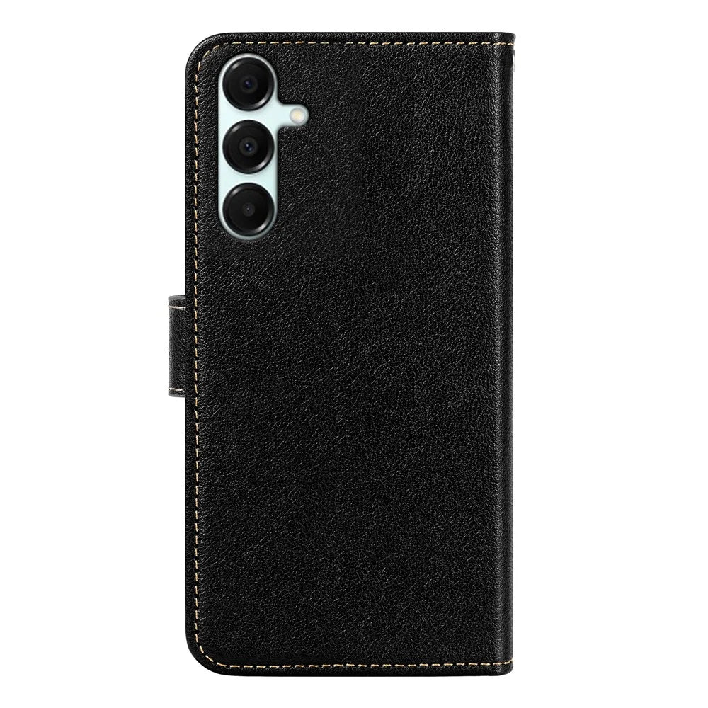 For Samsung Galaxy S25  /  S24 Case RFID Blocking Wallet Litchi Texture Leather Phone Cover Magnetic Clasp - Black - 7