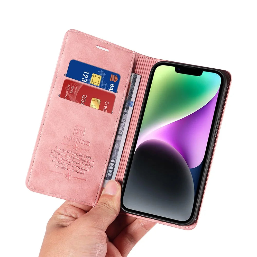 BETOPNICE For vivo Y300i 5G / vivo Y39 5G Case  Magnetic Closure RFID Blocking Wallet Stand Leather Phone Cover - Pink - 6
