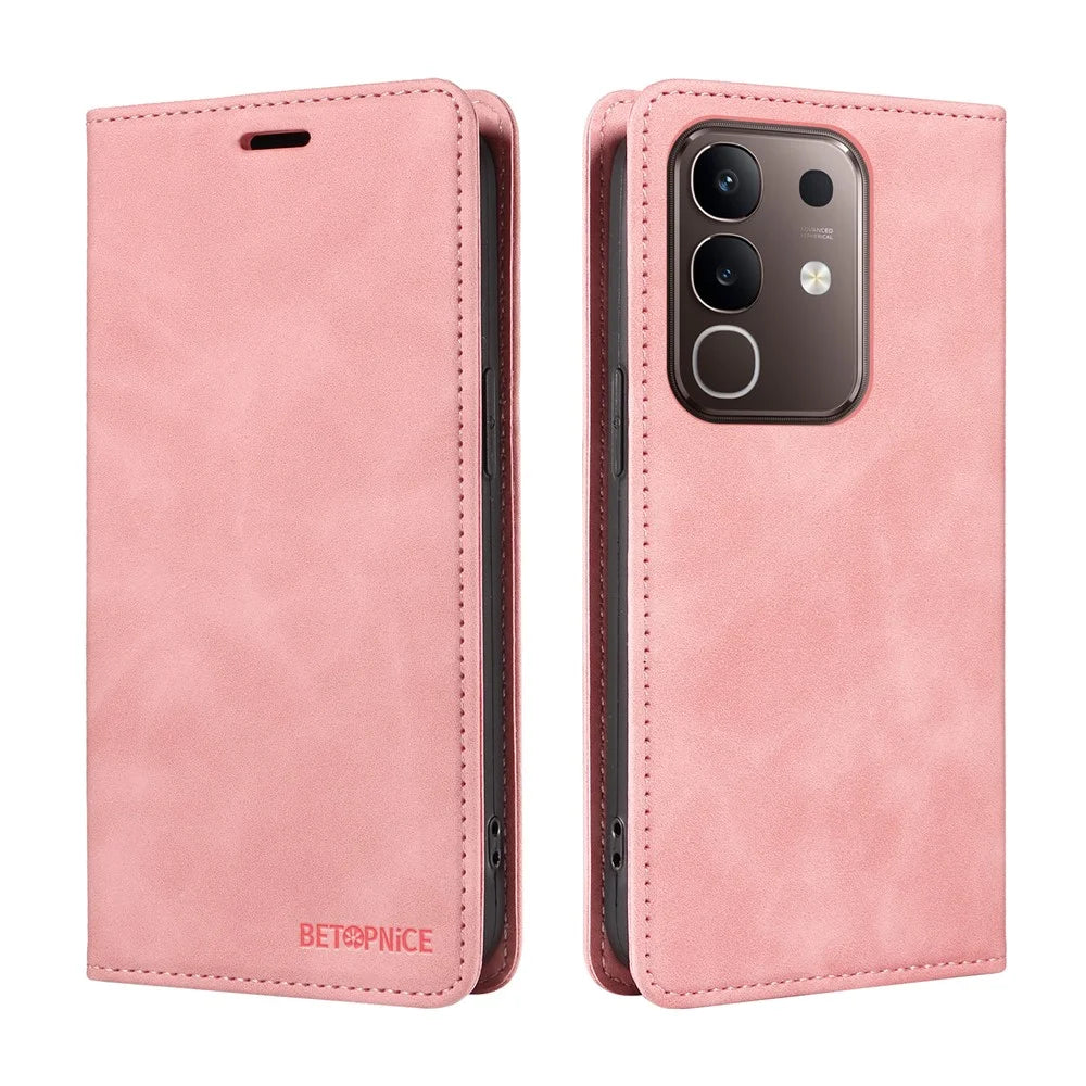 BETOPNICE For vivo Y29 4G Case  Magnetic Closure RFID Blocking Wallet Stand Leather Phone Cover - Pink - 2