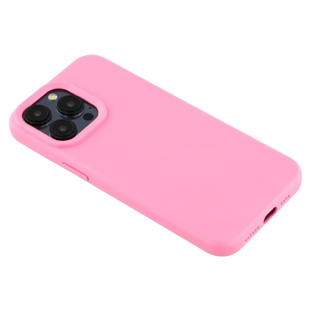For iPhone 15 Pro Case 2.0mm Thick Solid Color Soft TPU Phone Back Cover Large Lens Cutout - Rose - 5
