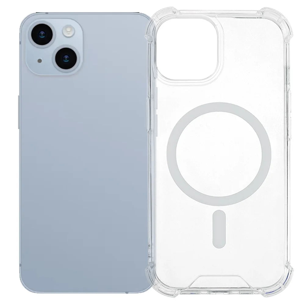 For iPhone 15 Plus / 14 Plus Case Compatible with MagSafe 1.5mm Shockproof Clear Phone Back Cover - 1