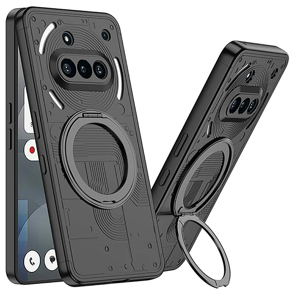 For Nothing Phone (3a) Case Magnetic Kickstand Hard PC Shockproof Phone Cover - Black - 1