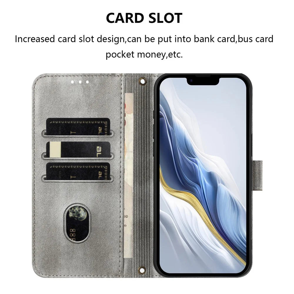 For Samsung Galaxy A37 5G / A56 5G / A36 5G Cases Wallet Stand Retro Texture Leather Phone Cover with Lanyard - Grey - 7