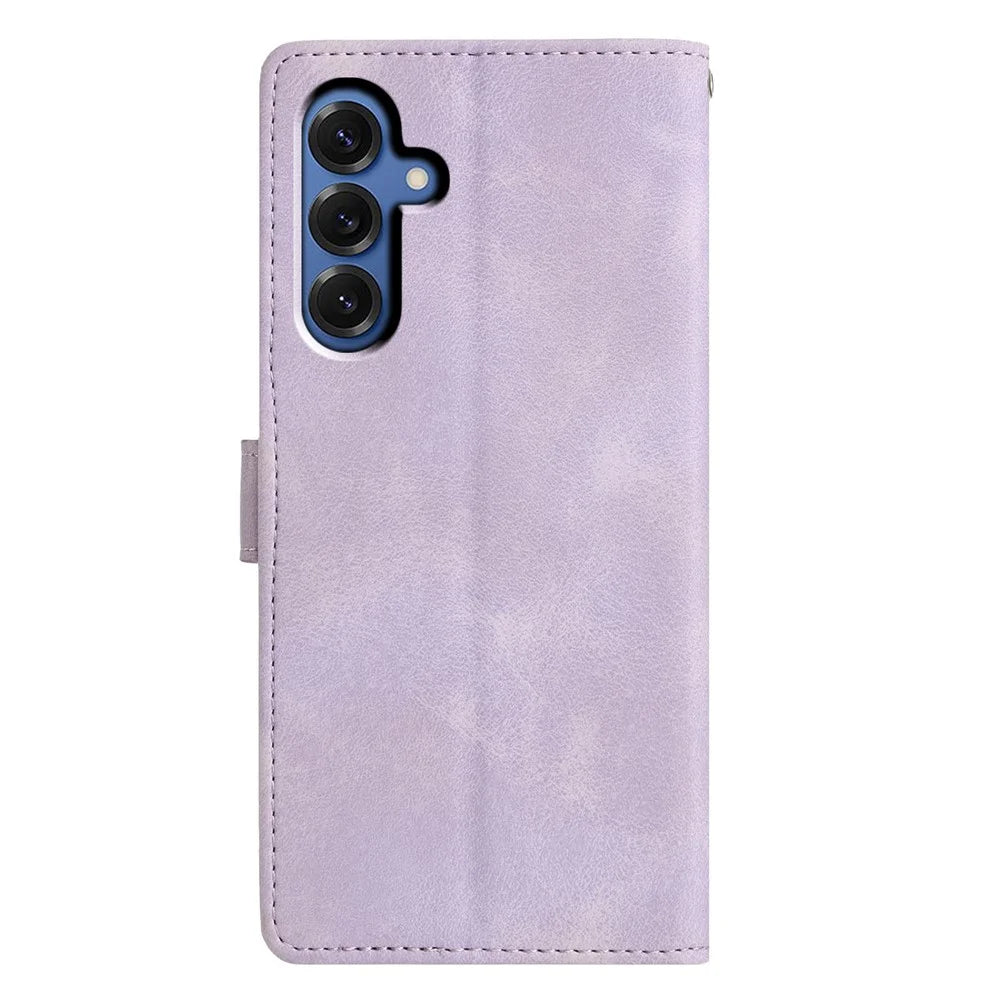For Samsung Galaxy A36 5G Case Wallet Stand Imprinted Triangle Pattern Leather Phone Flip Cover - Purple - 7
