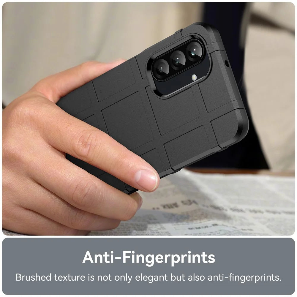 For Samsung Galaxy A26 5G Case Grid Design Soft TPU Scratch-Proof Phone Cover - Black - 5
