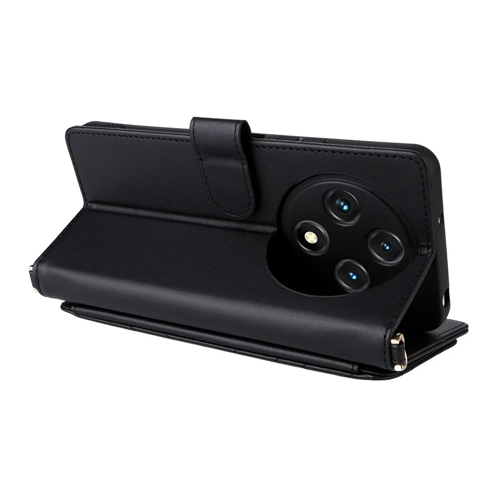 Stand Wallet Case with Shoulder  /  Wrist Strap For Umidigi G100A  /  G100 5G  /  G100 Leather Phone Cover - Black - 4