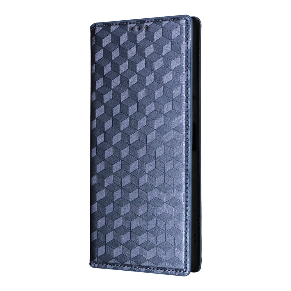 Leather Case For Umidigi Note 100A  /  Note 100 5G  /  Note 100 Wallet Rhombus Imprinted Phone Cover - Blue - 5