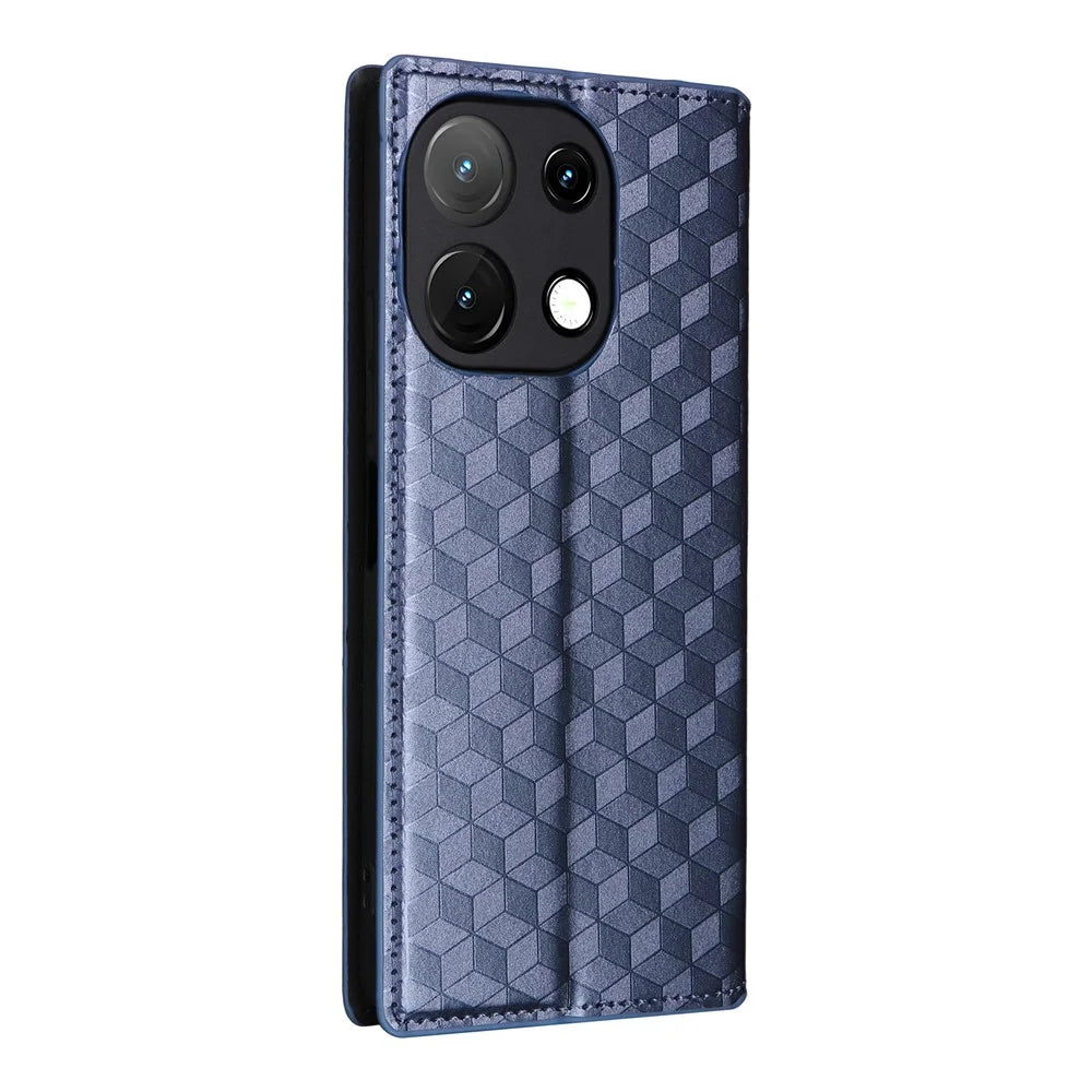 Leather Case For Umidigi Note 100A  /  Note 100 5G  /  Note 100 Wallet Rhombus Imprinted Phone Cover - Blue - 6