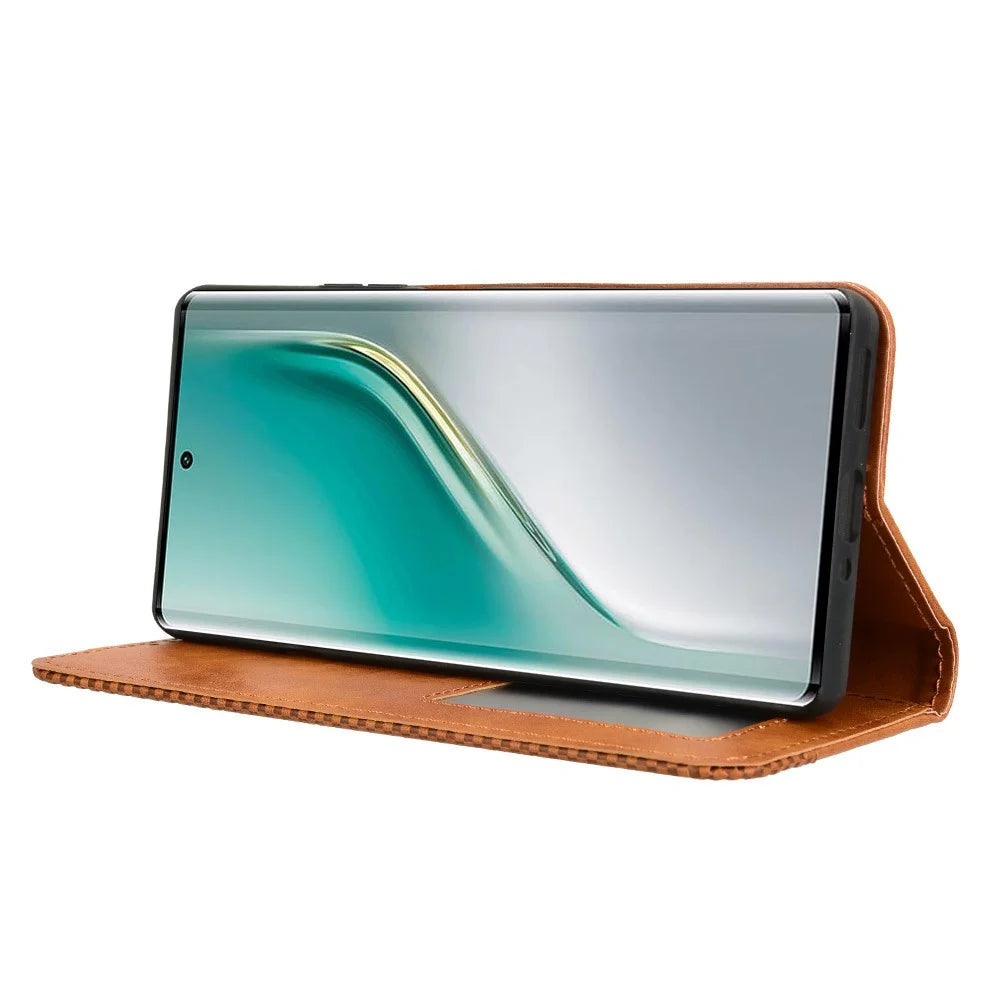 For TECNO Camon 40 4G CM5 Leather Case Wallet Stand Retro Texture Phone Cover - Brown - 3