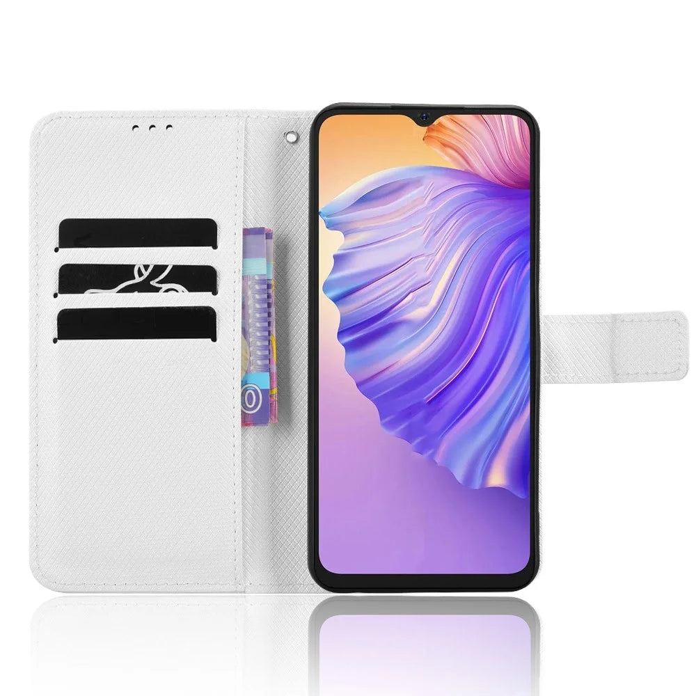 For Ulefone Note 21 Case PU Leather Diamond Texture Wallet Phone Cover - White - 2