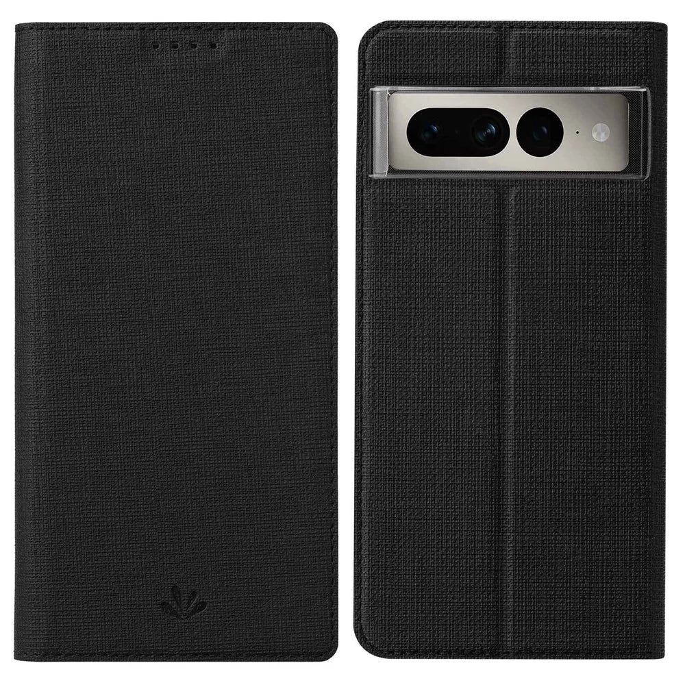 VILI DMX Series for Google Pixel 7 Pro 5G PU Leather Flip Cover Stand Magnetic Auto Closing Protective Case with Card Holder - Black - 1