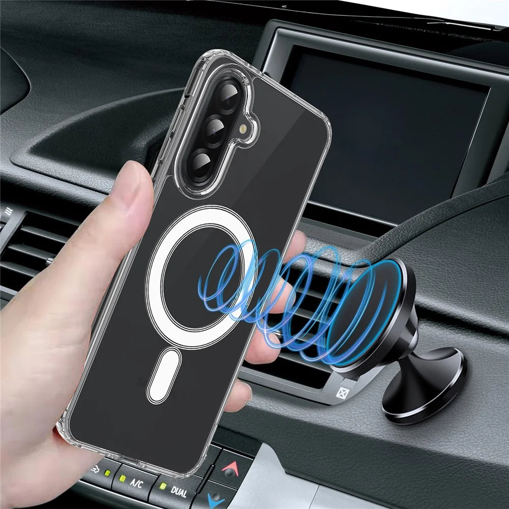 For Samsung Galaxy A25 5G (Global) (161mm) Clear Phone Magnetic Case TPU+Acrylic Back Cover - Clear - 3