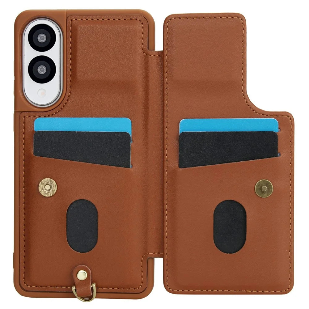 SY-001 For Samsung Galaxy S25 Edge Case Card Slots Leather Coated TPU Flower Phone Cover - Brown - 2