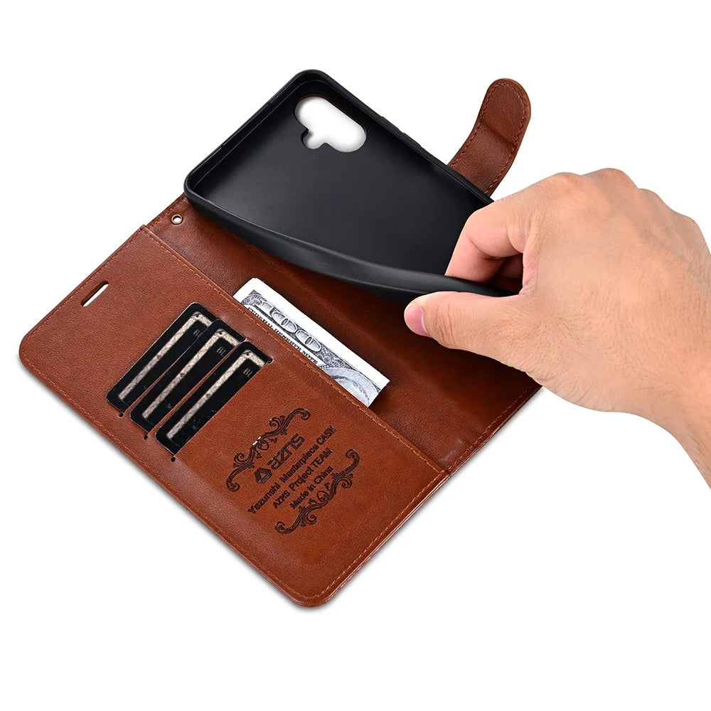 AZNS For Samsung Galaxy A06 4G Case Anti-Scratch PU Leather Stand Wallet Phone Cover - Brown - 3