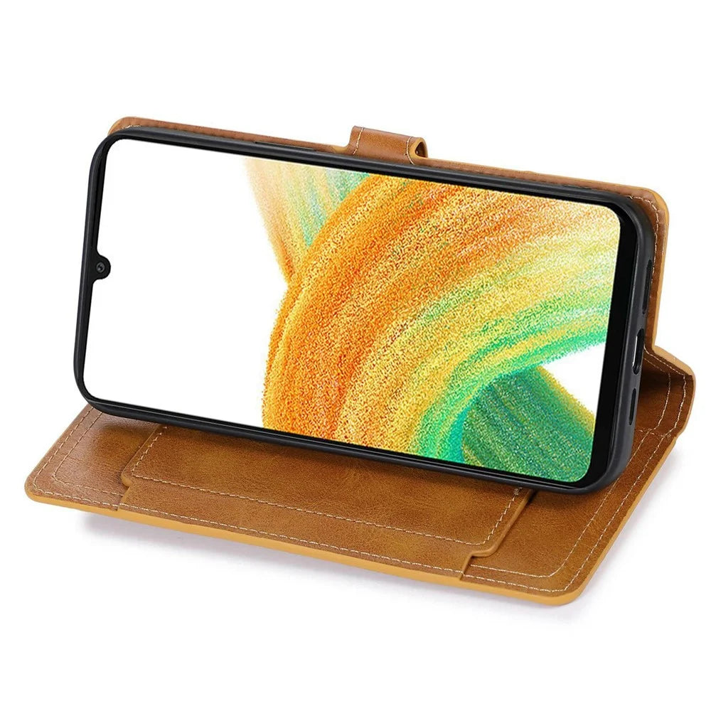 For Samsung Galaxy A26 5G Case Zipper Flip Leather Phone Cover with Card Holder - Orange - 2