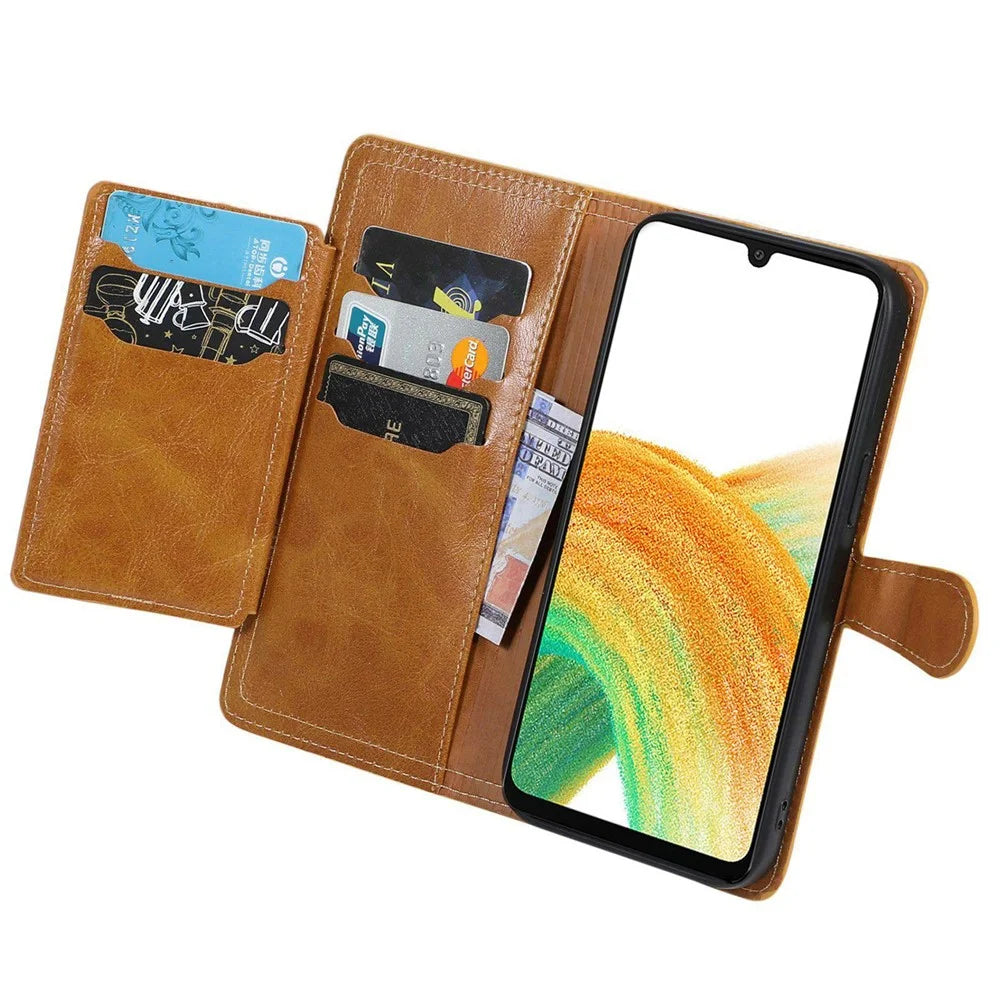 For Samsung Galaxy A26 5G Case Zipper Flip Leather Phone Cover with Card Holder - Orange - 3