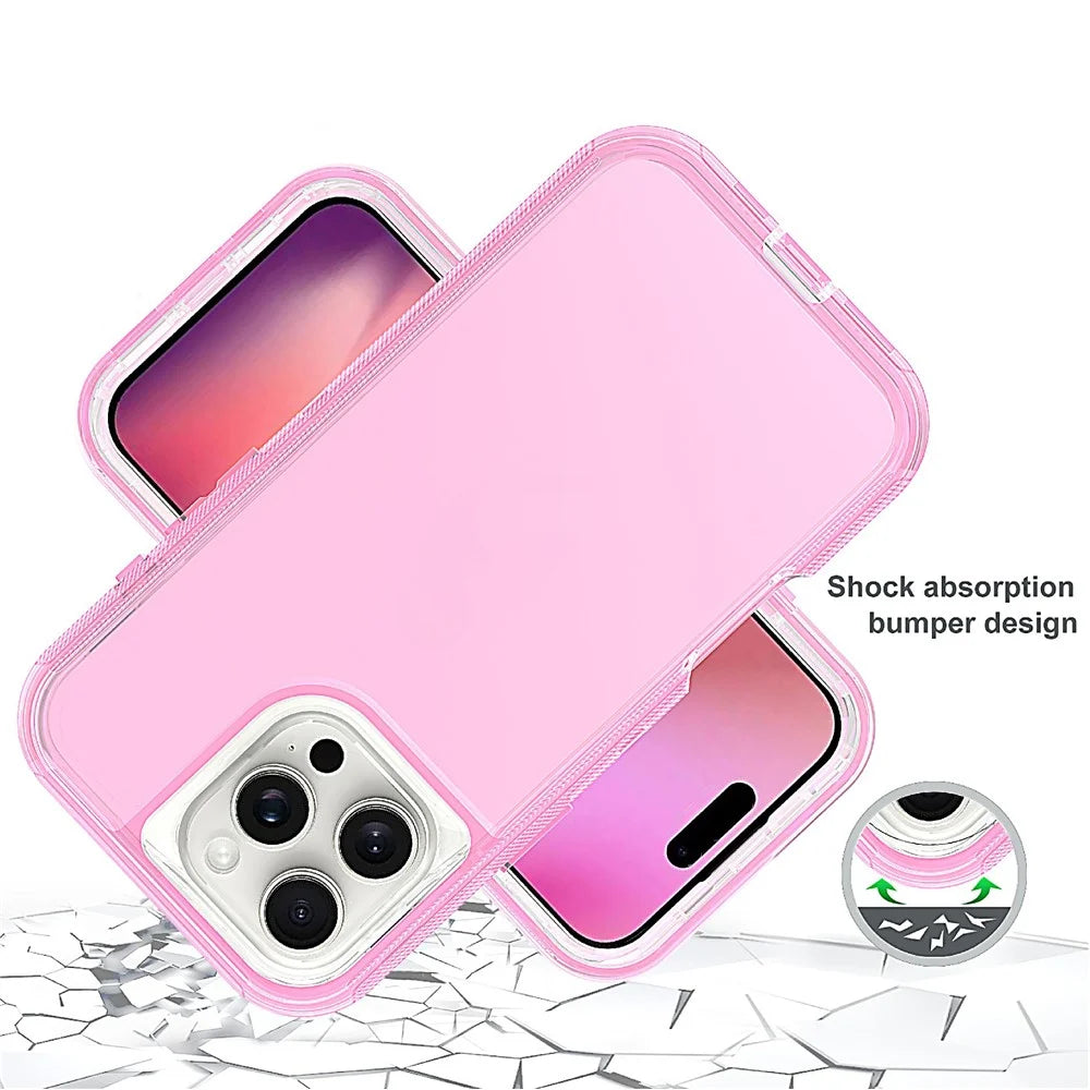 For iPhone 16 Pro Max Case 3 in 1 Detachable Shockproof TPU + PC Phone Back Cover - Transparent Red - 4