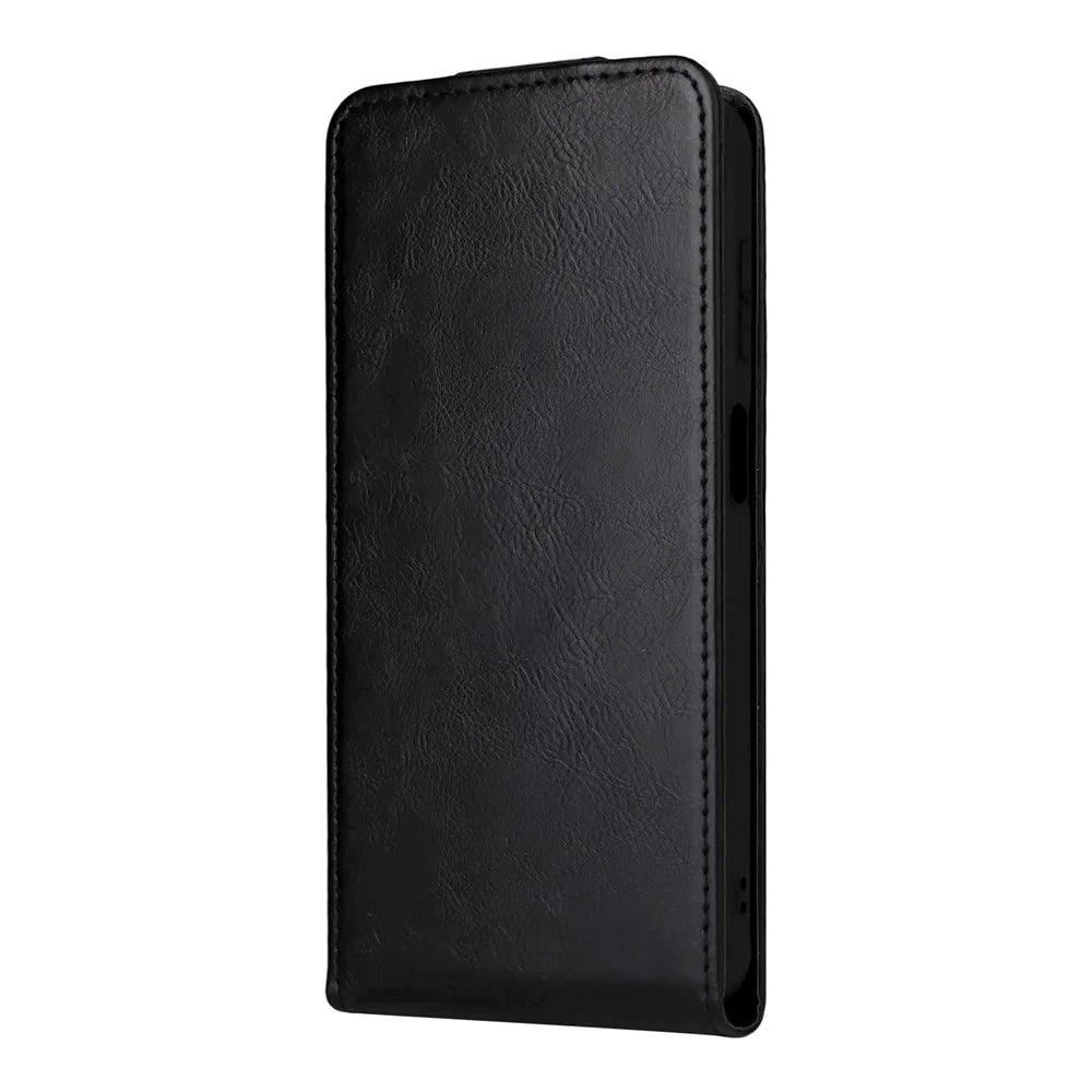 For Samsung Galaxy XCover7 Pro Stand Case Magnetic Clasp Vertical Flip Leather Phone Cover with Card Holder - Black - 6