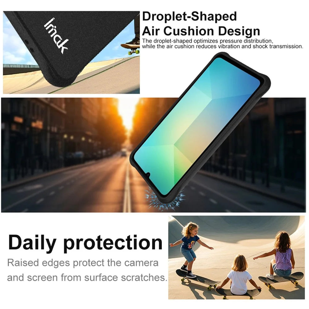 IMAK For Samsung Galaxy A06 5G Case TPU Phone Cover Airbag Shockproof Protection - Matte Black - 6