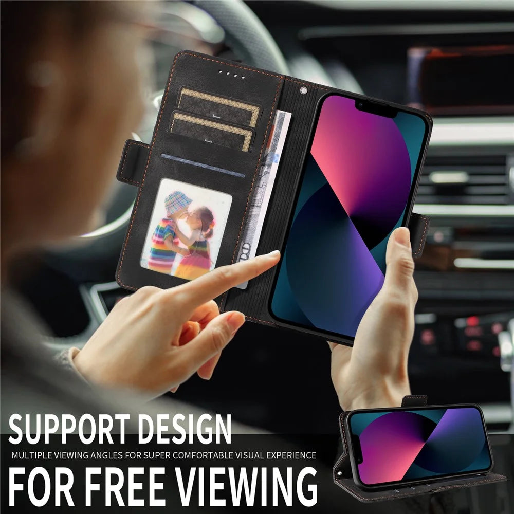 For Realme 14 5G Leather Cases Wallet Rhombus Imprinted Phone Cover Stand with Strap - Black - 6