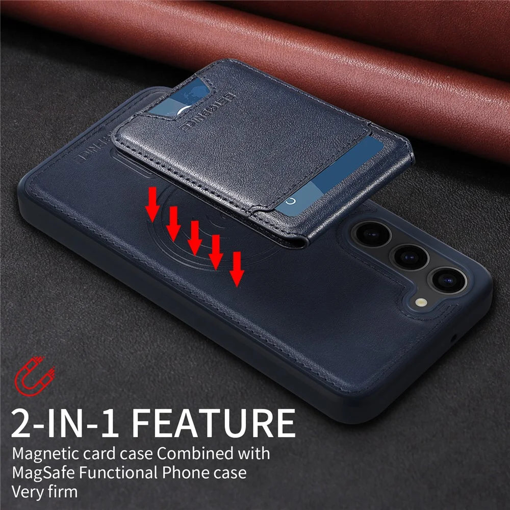 BETOPNICE For Samsung Galaxy S23+ Magnetic Case  RFID Blocking Leather Phone Back Cover with Detachable Card Bag - Blue - 6
