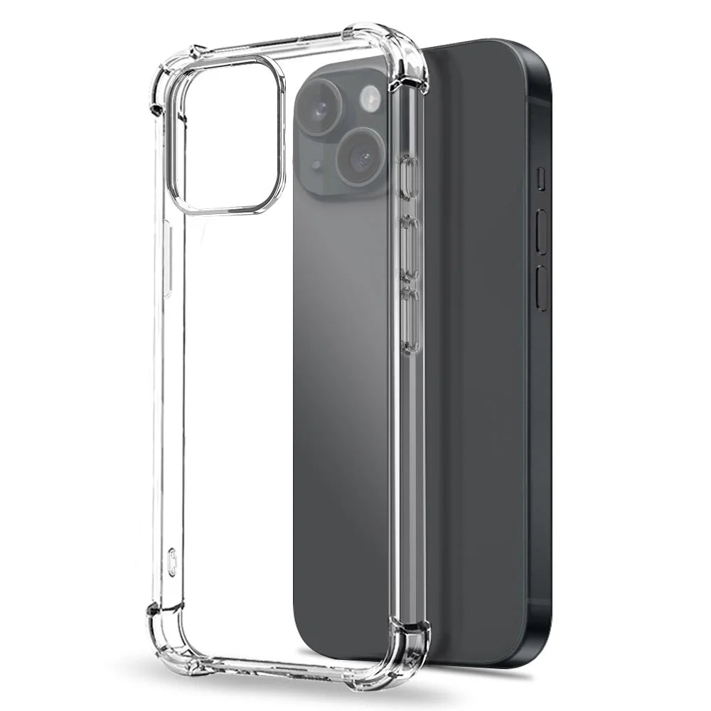 NORTHJO For iPhone 15 Clear Phone Case Four Corner Shockproof TPU Cover with Tempered Glass - 2
