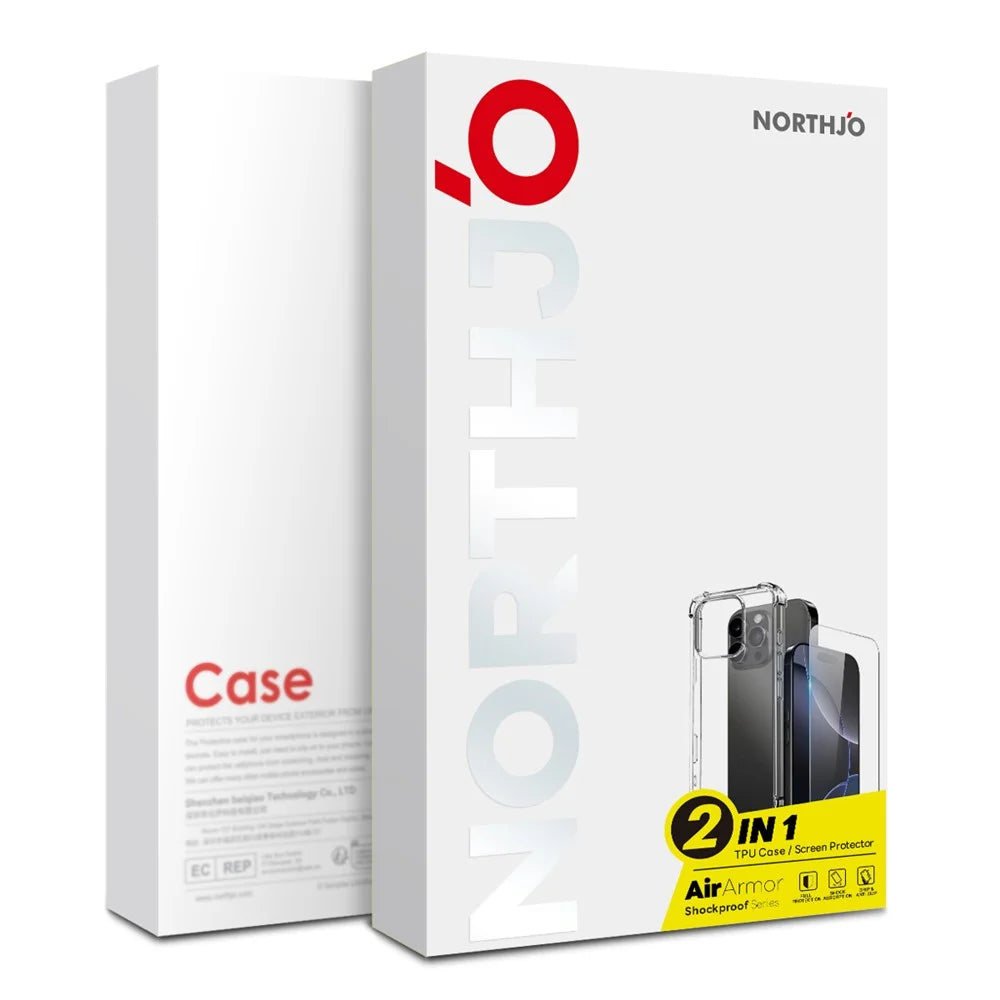 NORTHJO For iPhone 15 Clear Phone Case Four Corner Shockproof TPU Cover with Tempered Glass - 4