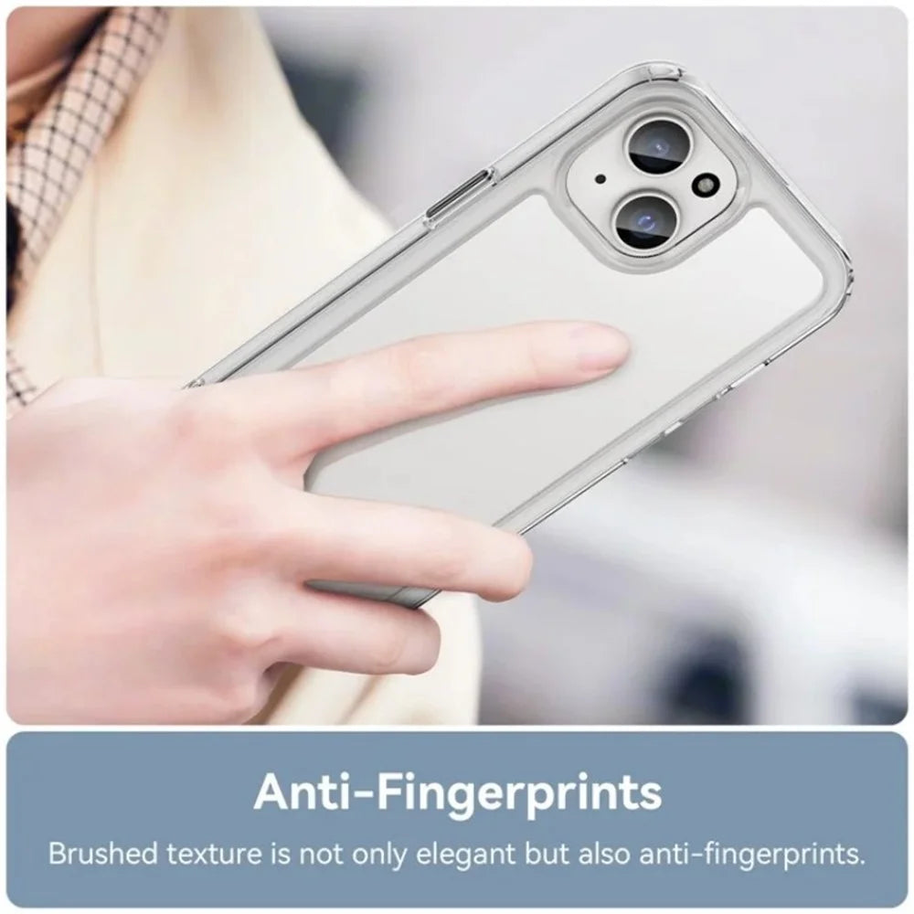 WANLONFENG For iPhone 13 6.1 inch Case  MF Series TPU Acrylic Clear Phone Cover with Tempered Glass Film - Transparent - 6