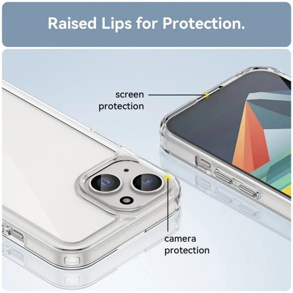 WANLONFENG For iPhone 13 6.1 inch Case  MF Series TPU Acrylic Clear Phone Cover with Tempered Glass Film - Transparent - 7