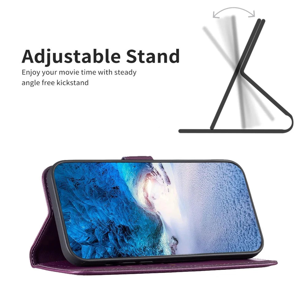 BINFEN COLOR BF17 For Samsung Galaxy XCover7 Pro Case Wallet Folio Flip Leather Cover - Dark Purple - 3
