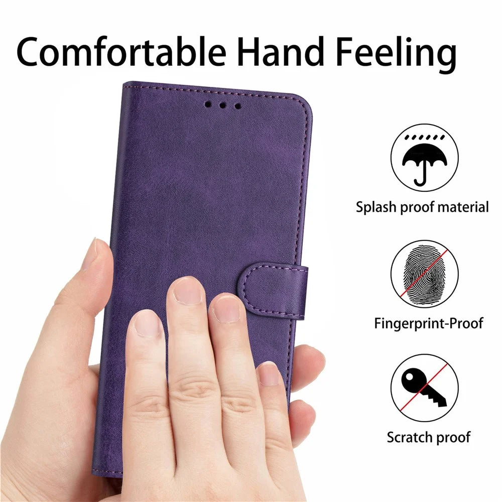 Leather Case for TECNO Spark 30C 5G / Pop 9 5G Stand Wallet Phone Cover Calf Texture - Purple - 5